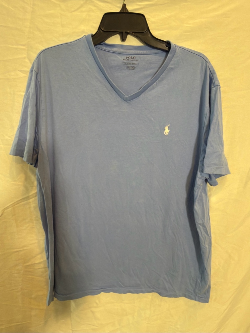 Polo by Ralph Lauren Men’s Sky Blue V‑Neck Tee with Embroidered Pony